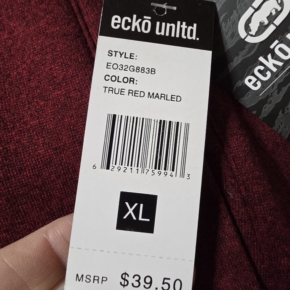 Ecko Unltd Men's XL Sweatpants Maroon Red Black Felt Logo Fleece Jogger - Picture 5 of 10